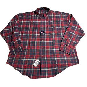 Ralph Lauren Chaps Mens Flannel Shirt Size XL Button Down Red Blue Plaid NWT
